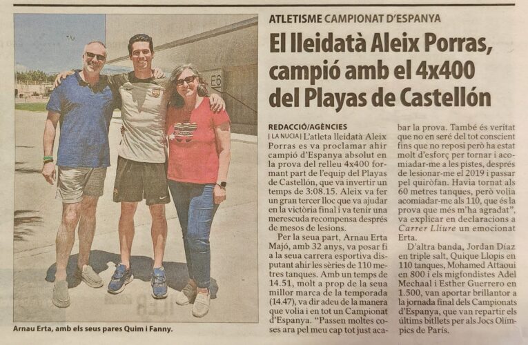 2024 – Aleix Porras, campió d’Espanya amb l’equip de relleus de 4×400 del Playas de Castellón